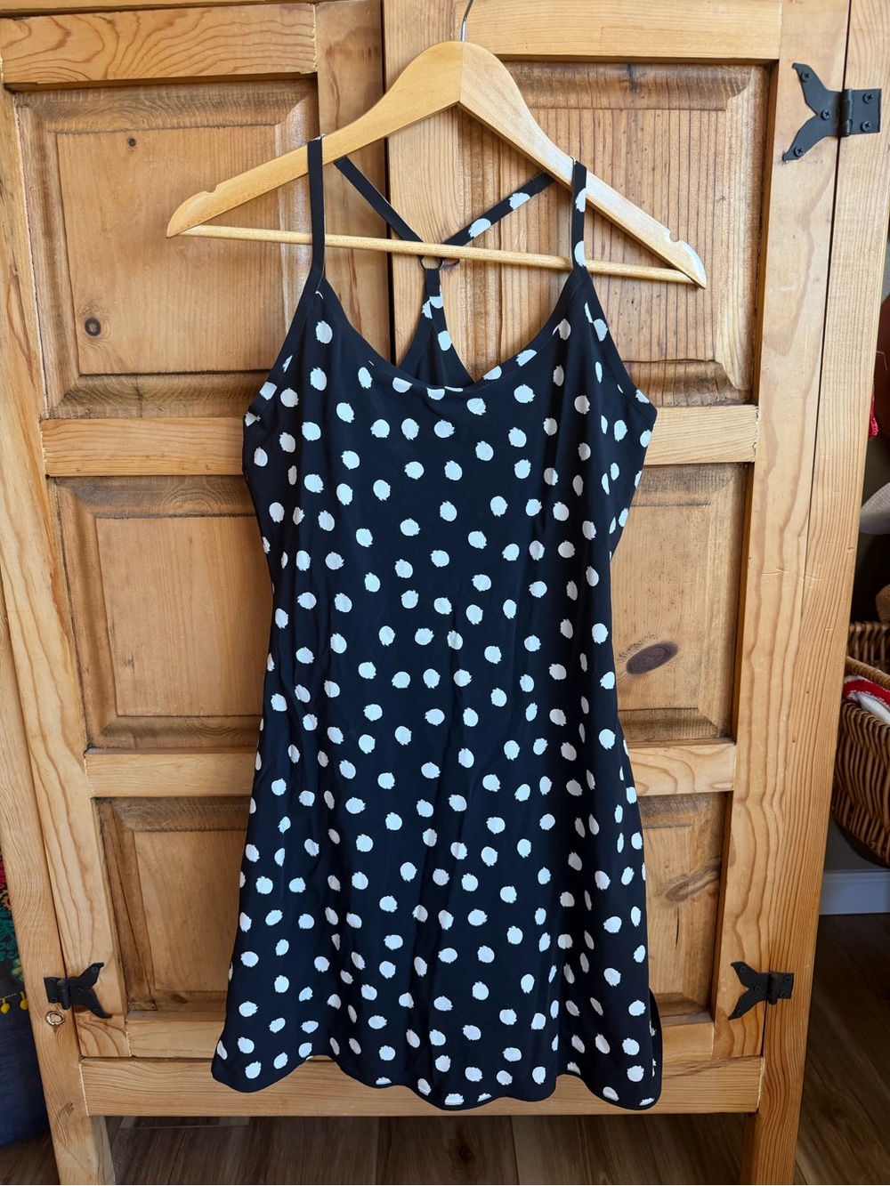 Outdoor Voices Black Polka Dot Mini Dress
